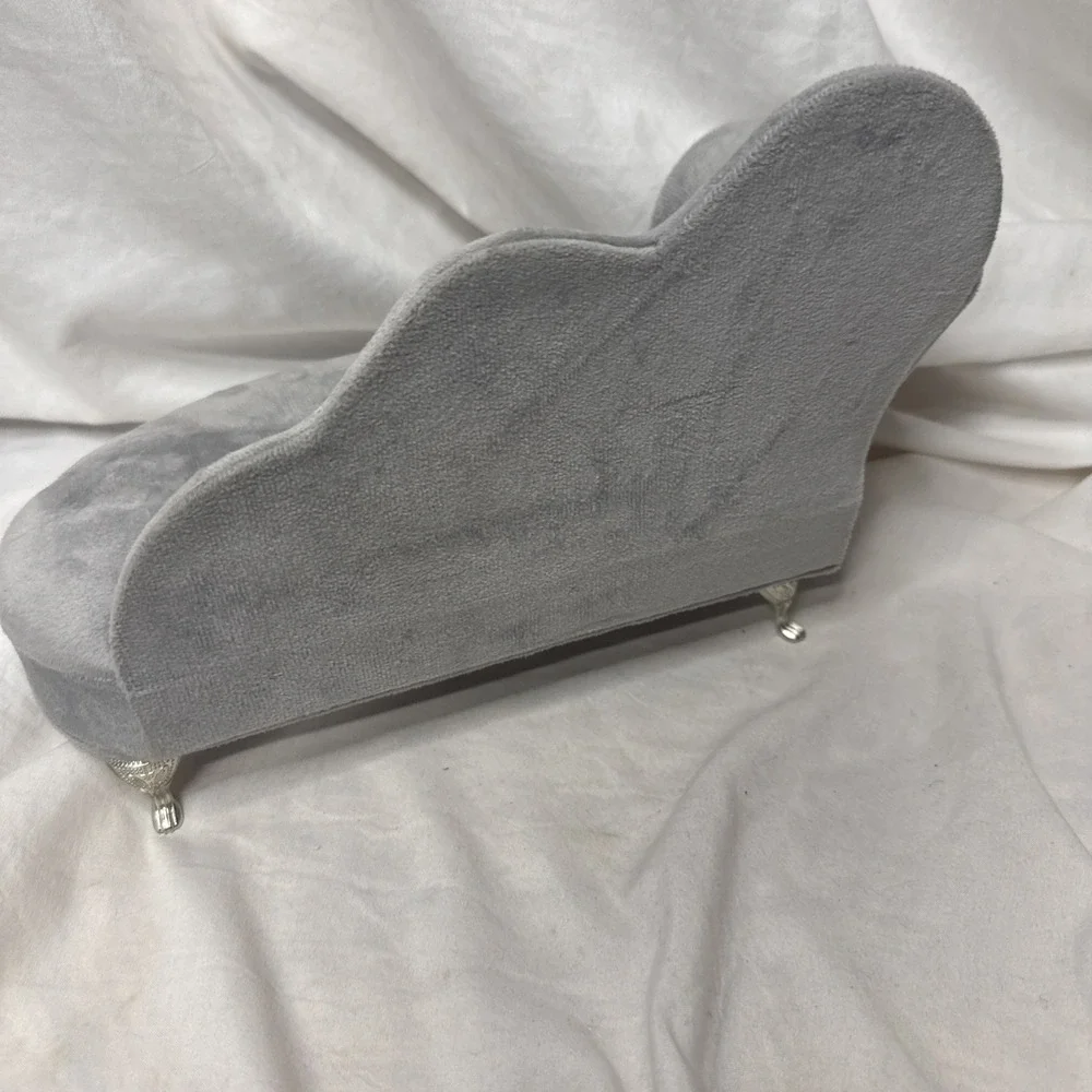 Mini Chaise Lounge Jewelry Vanity Plush Box Organizer Hidden Storage Whimsical